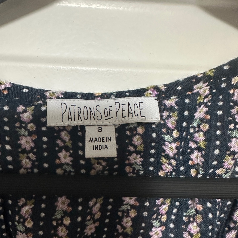 Patrons of Peace Floral Black Pink Baby Doll Mini Dress Size Small Women’s - Picture 12 of 13